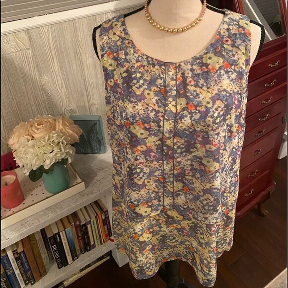 *Cabi* Sz M London Calling *Positano* Sheer Layered Floral Tunic Tank EUC - Picture 2 of 9